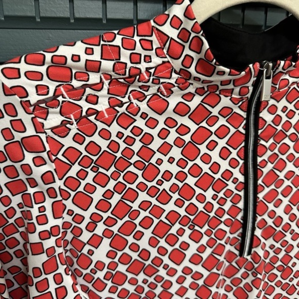 Tail Activewear Geometric Print Red Black White Long Sleeve 1/4 Zip Sz S - Picture 6 of 10